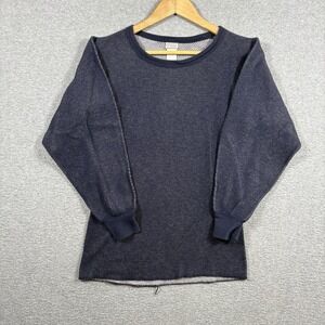 ⁠Vtg 90s Morgan Mills Waffle Thermal Shirt Mens M Blue Long Sleeve Base Layer